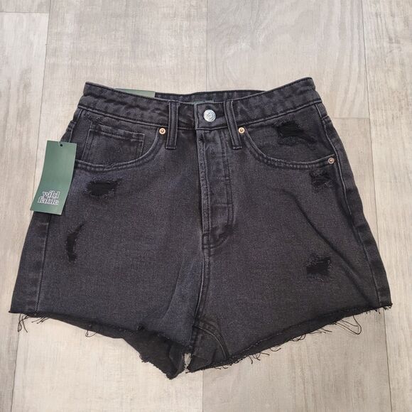 Lot of 2 WILD FABLE Women's High Rise Size 0 Cut Off Jean Shorts School Mom - Picture 2 of 12